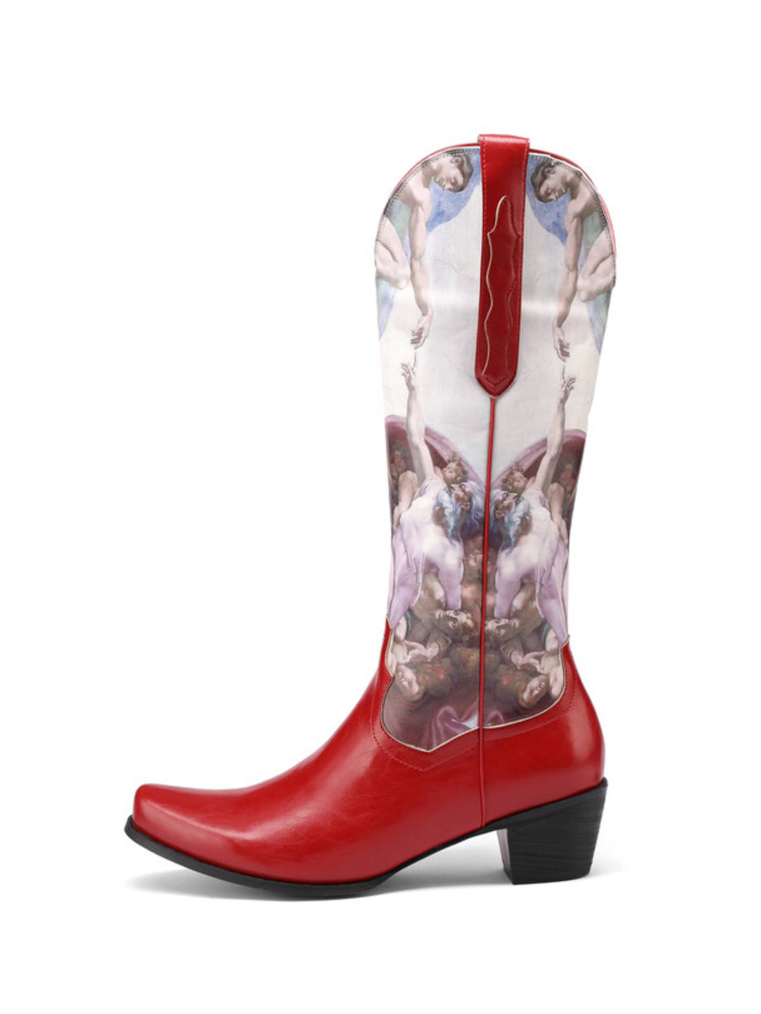 Michelangelo Renaissance Printed Knee High Red Western Boots