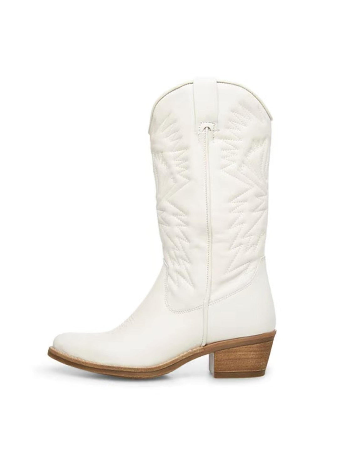 White Mid Calf  Low Heel Snip Toe Cowgirl Boots for Women