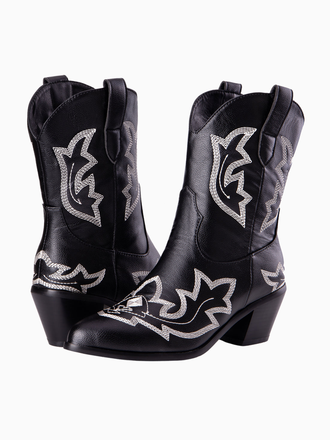 Modern Embroidered Black Plus Size Cowgirl Boots
