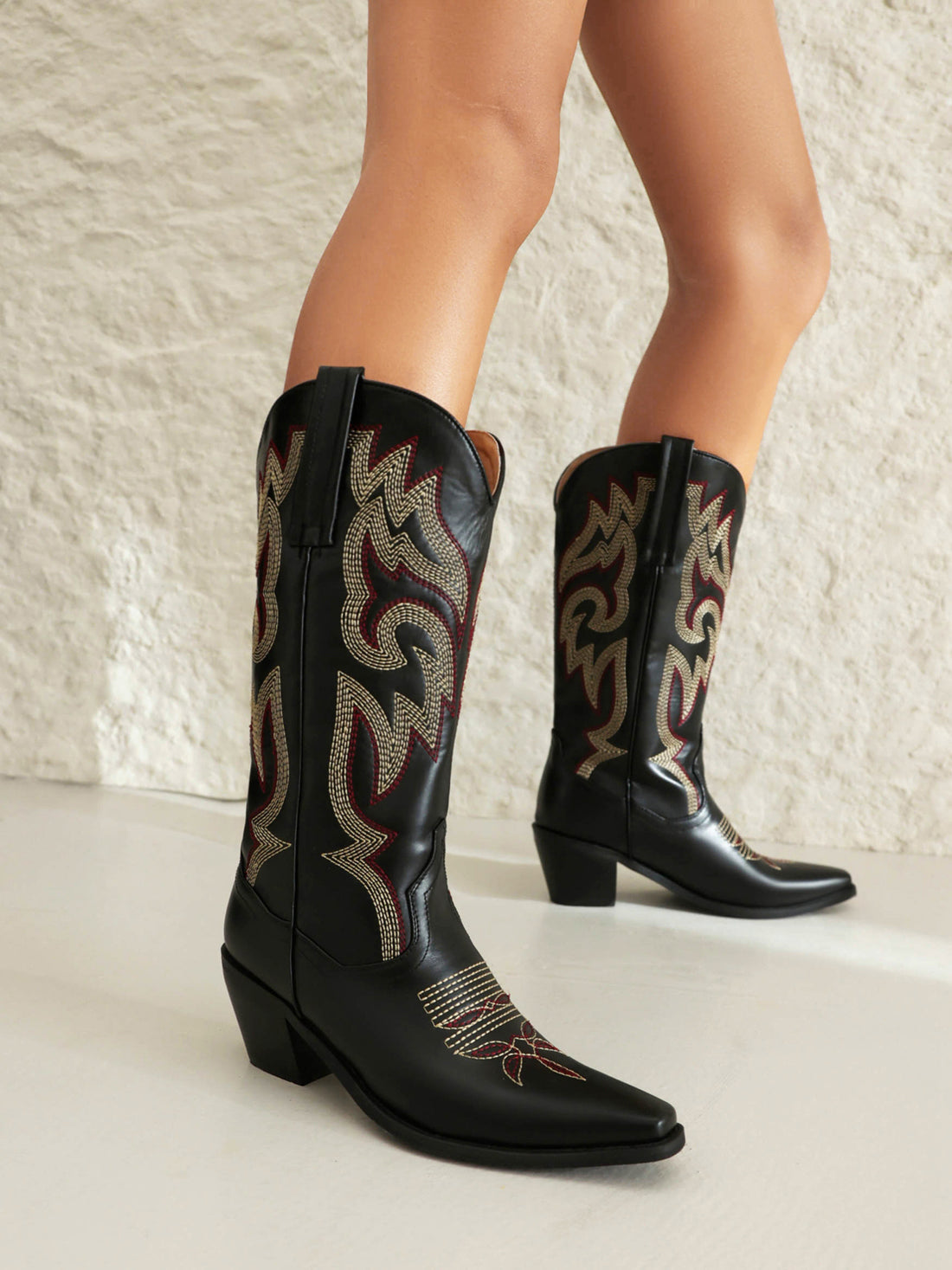 Moonlit Tribal Mid Calf Cowgirl Boots