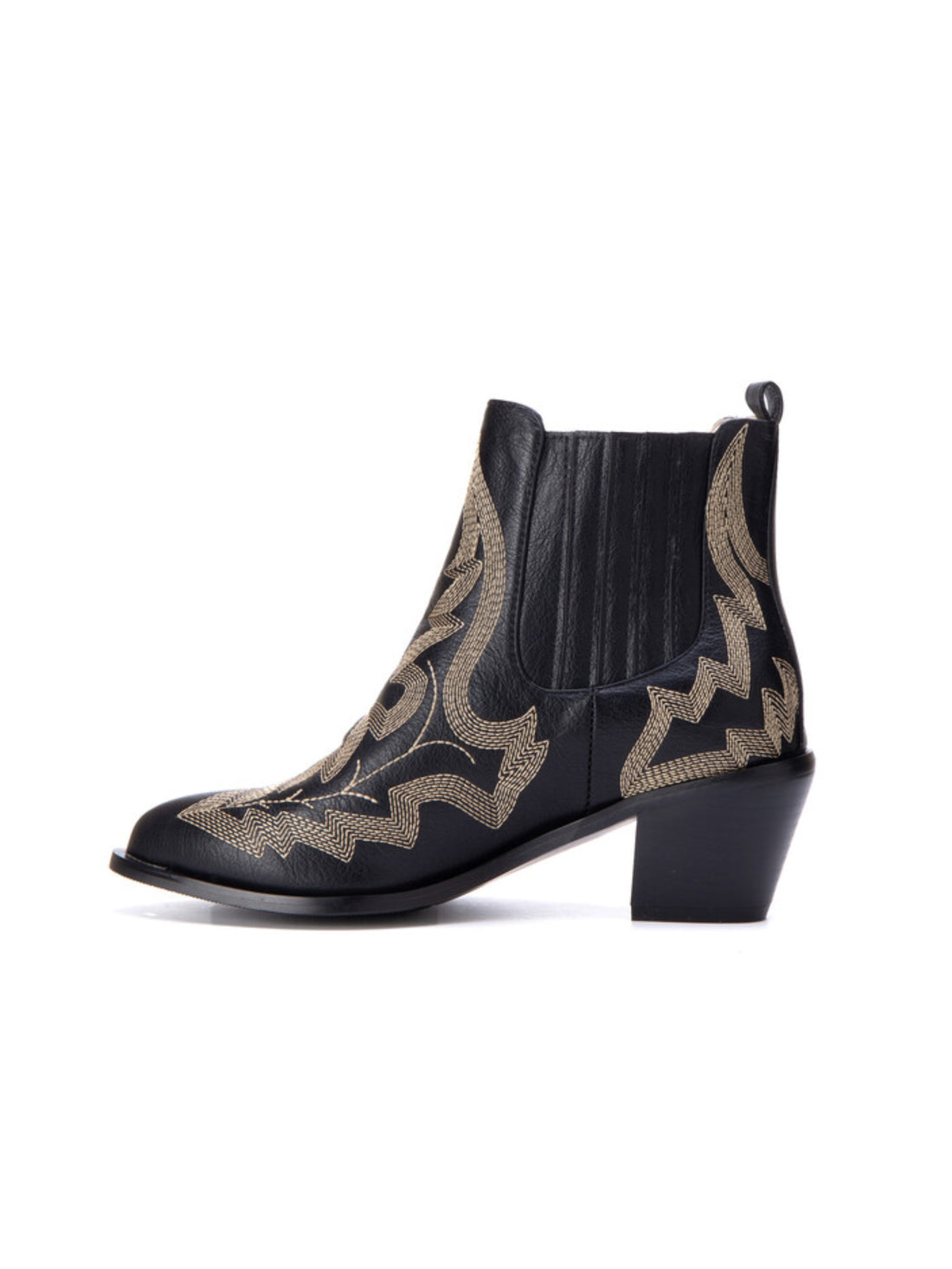 Plus Size Embroidered Black Cowgirl Boots Chelsea Style