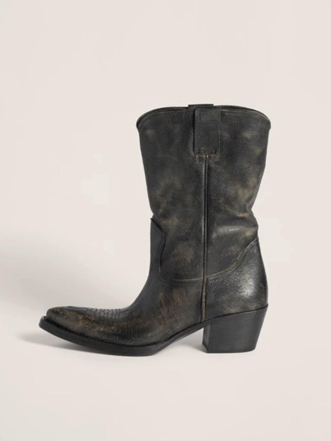 Retro Snip Toe Copper Black Cowgirl Boots Mid Calf