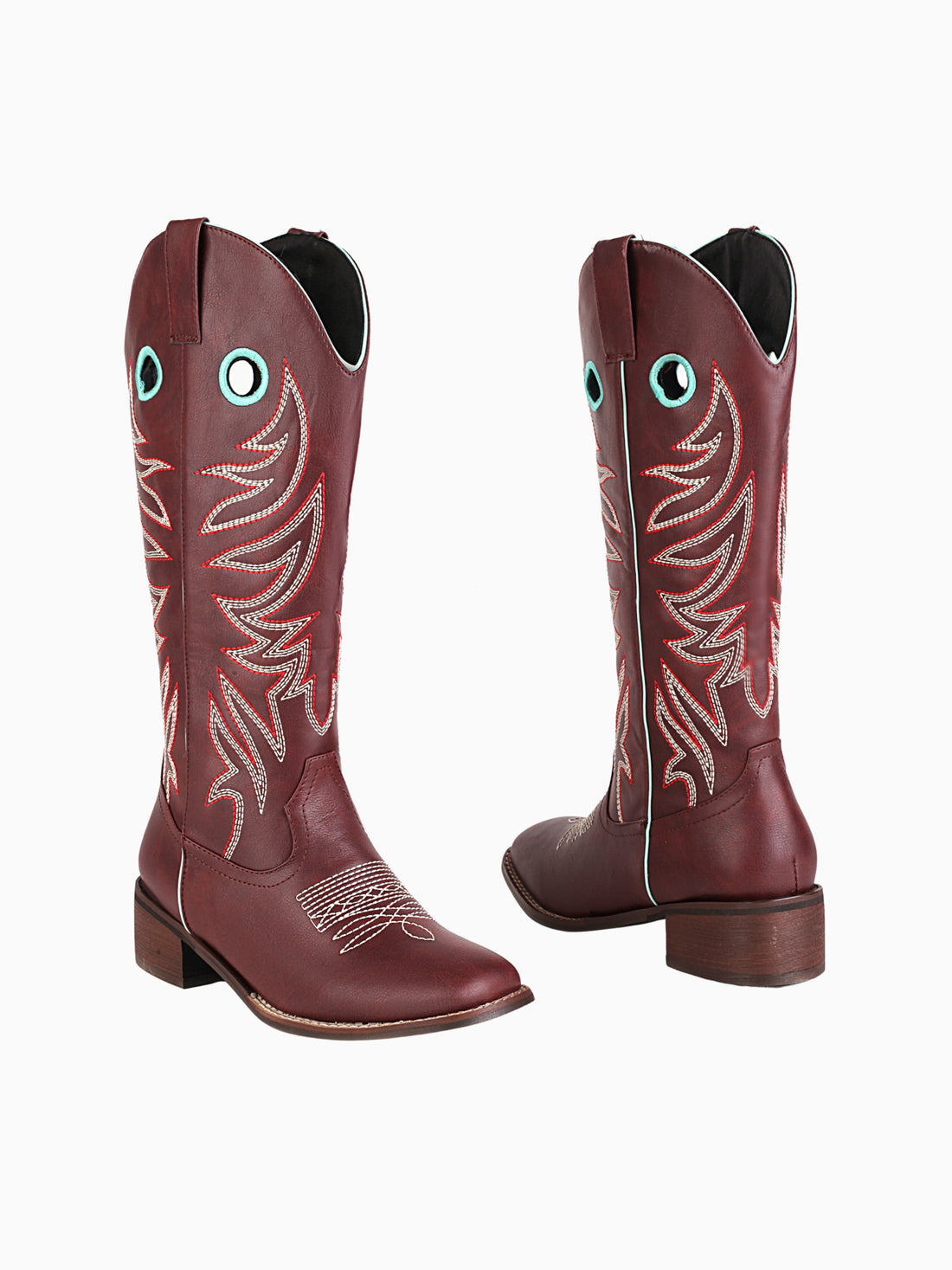 Retro Wing Stitch Square Toe Cowgirl Boots