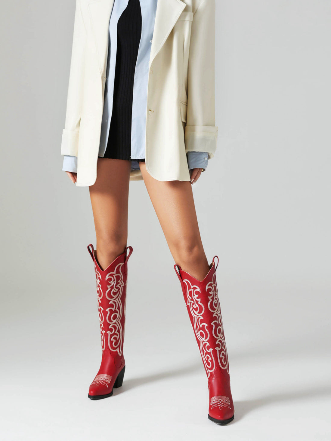 Romantic Scroll Red Cowgirl Boots