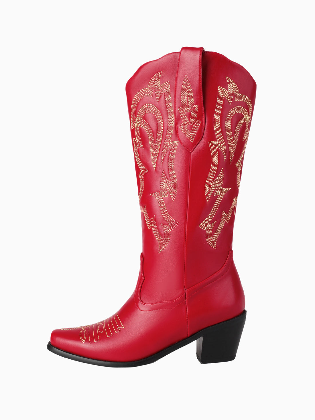 Embroidered Ruby Red Tall Cowgirl Boots Snip Toe