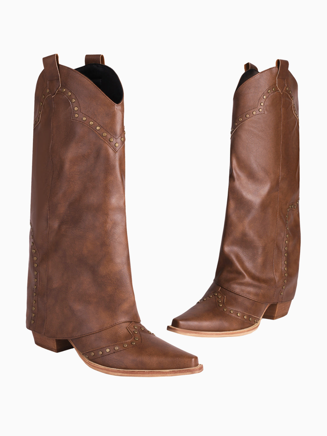 Rustic Rivet Mid Calf Fold-Over Cowgirl Boots