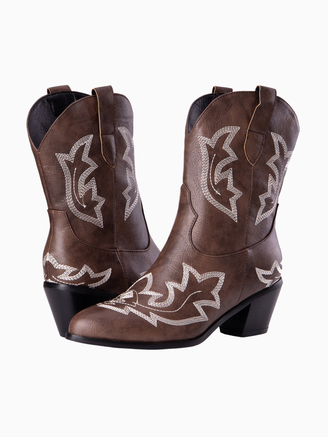 Rustic Embroidered Dark Brown Cowgirl Boots