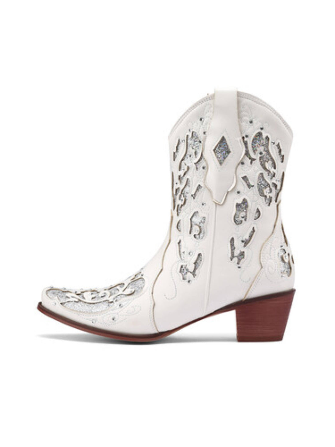 Wild Jolie Snip Toe White Cowgirl Ankle Boots for Wedding US 4-13