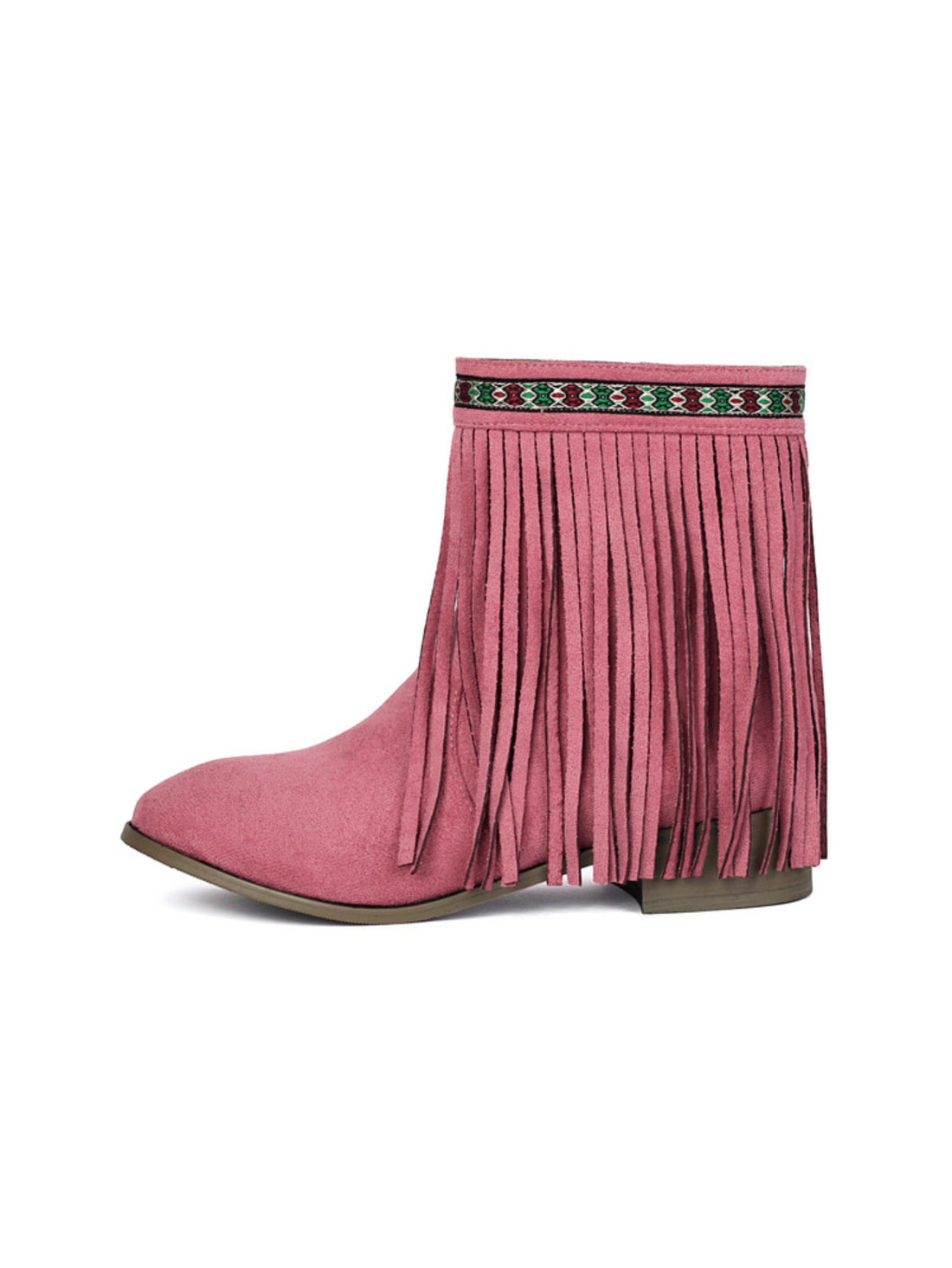 Short Cute Pink Fringe Cowgirl Boots Wide Calf