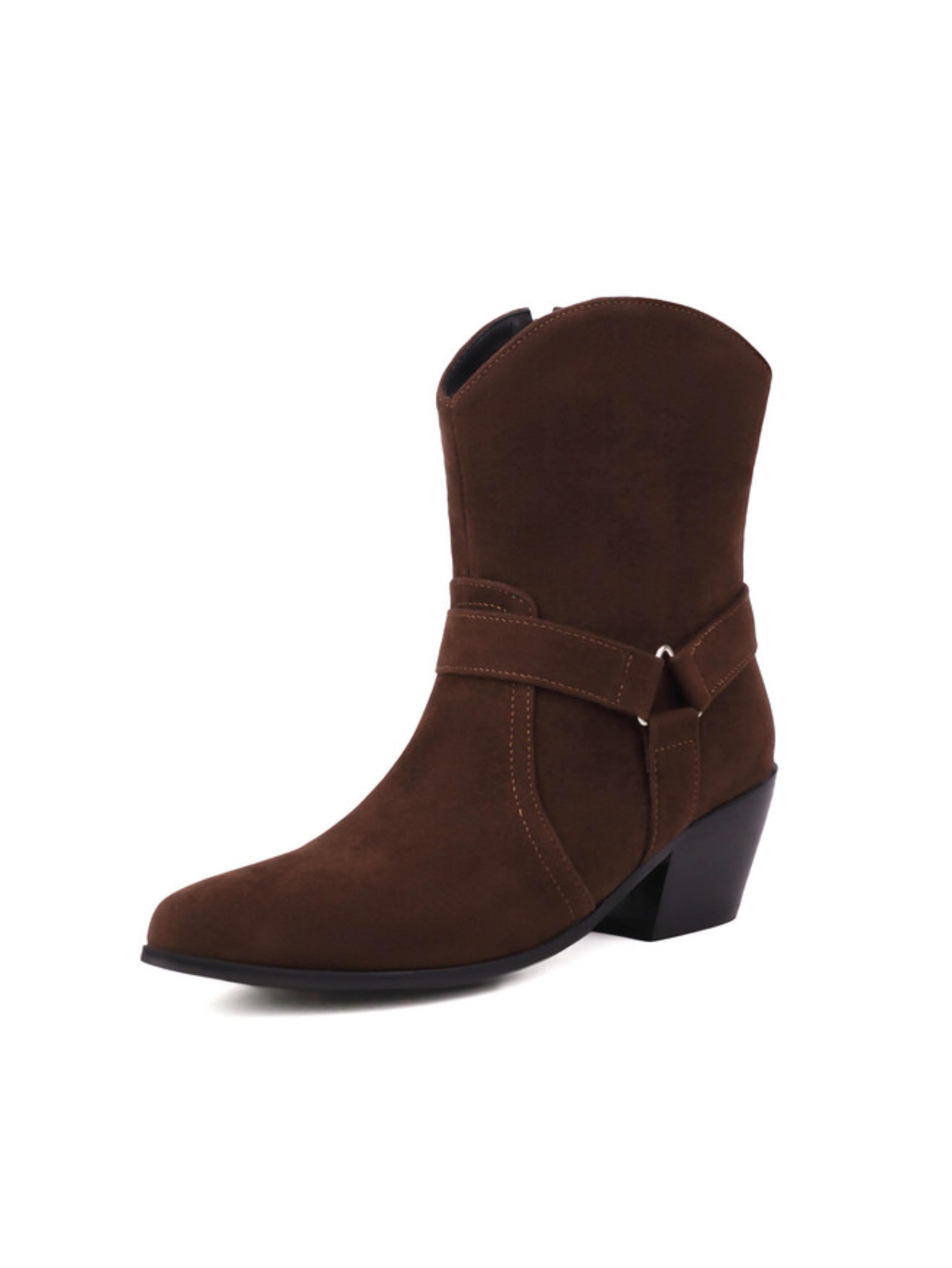 Brown Short Riding Boots Short Dark Brown Cowgirl Boots Snip Toe – Wild Jolie