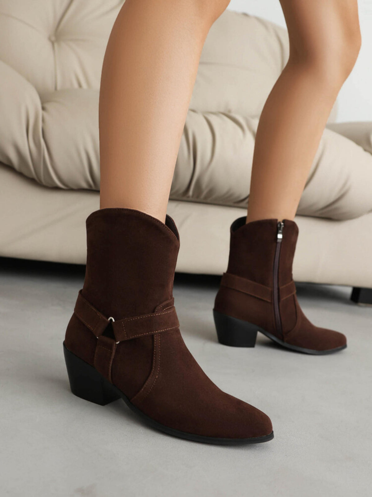 Brown Short Riding Boots Short Dark Brown Cowgirl Boots Snip Toe – Wild Jolie
