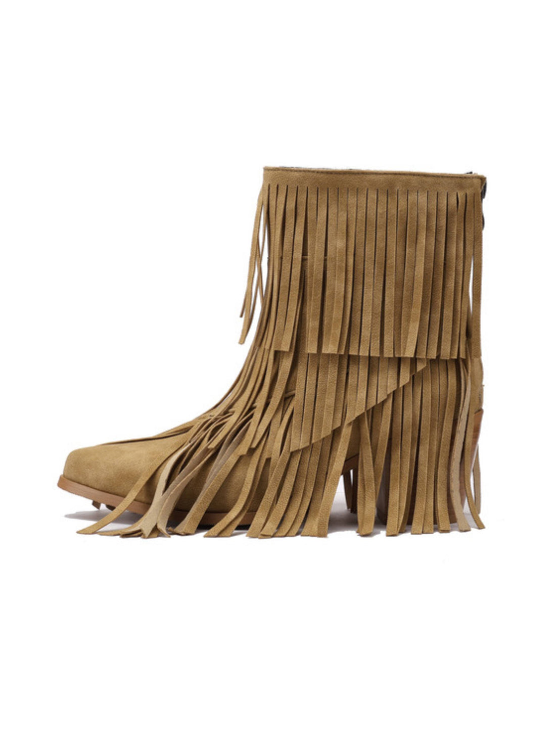 Short Layered Wave Fringe Tan Cowgirl Boots for Women