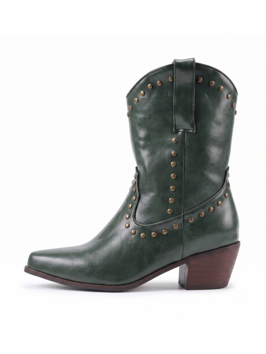 Snip Toe Dark Green Festival Cowboy Boots