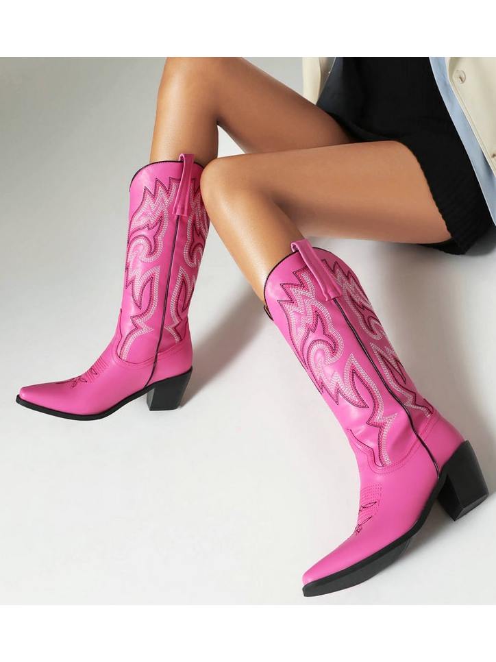 Snip Toe Western Heel Fancy Pink Cowgirl Boots