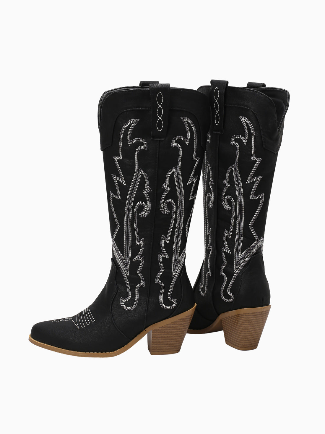 Sophisticated Embroidered Black Cowgirl Boots