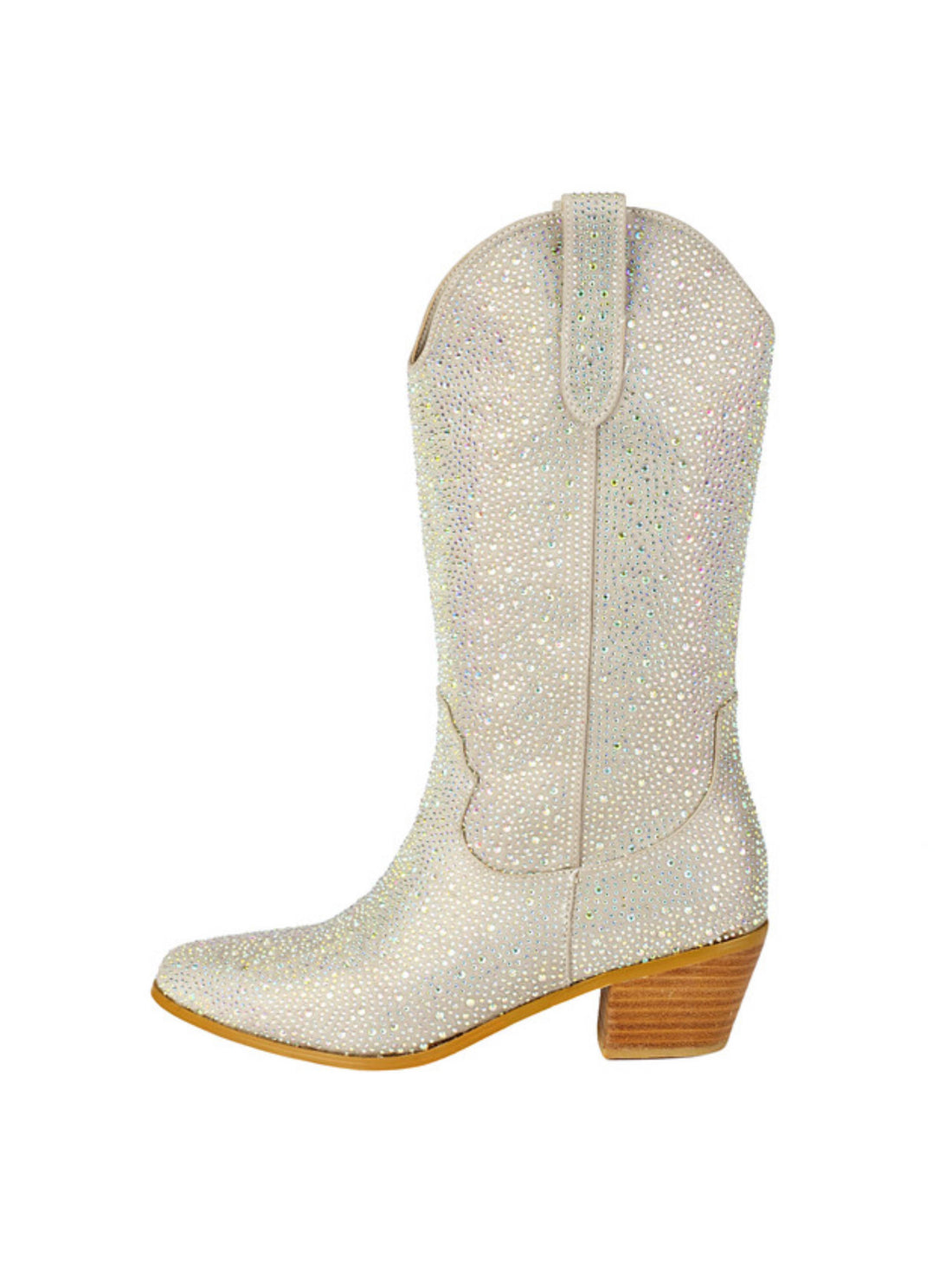 Sparkling Bedazzled Rhinestone Silver Tall Cowgirl Boots