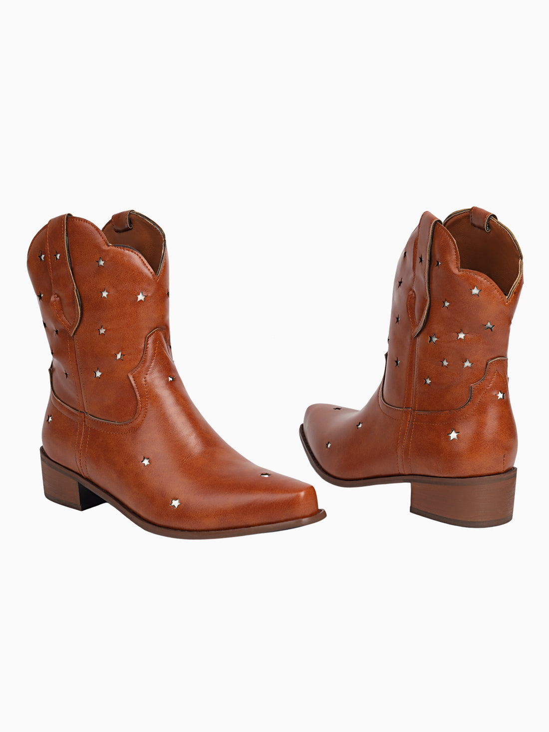 Starlight Brown Plus Size Cowgirl Ankle Boots