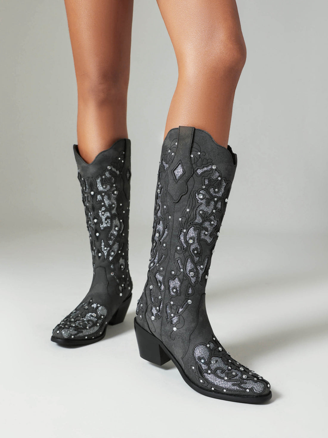 Starlight Glam Mid Calf Cowgirl Boots