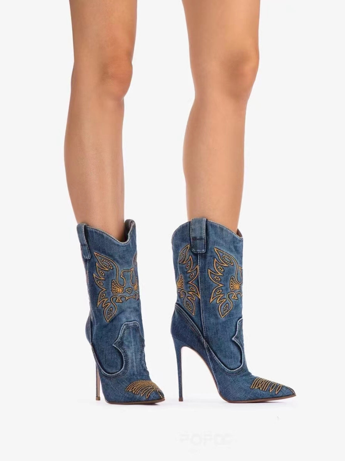 Stiletto Denim Royal Blue Cowgirl Boots