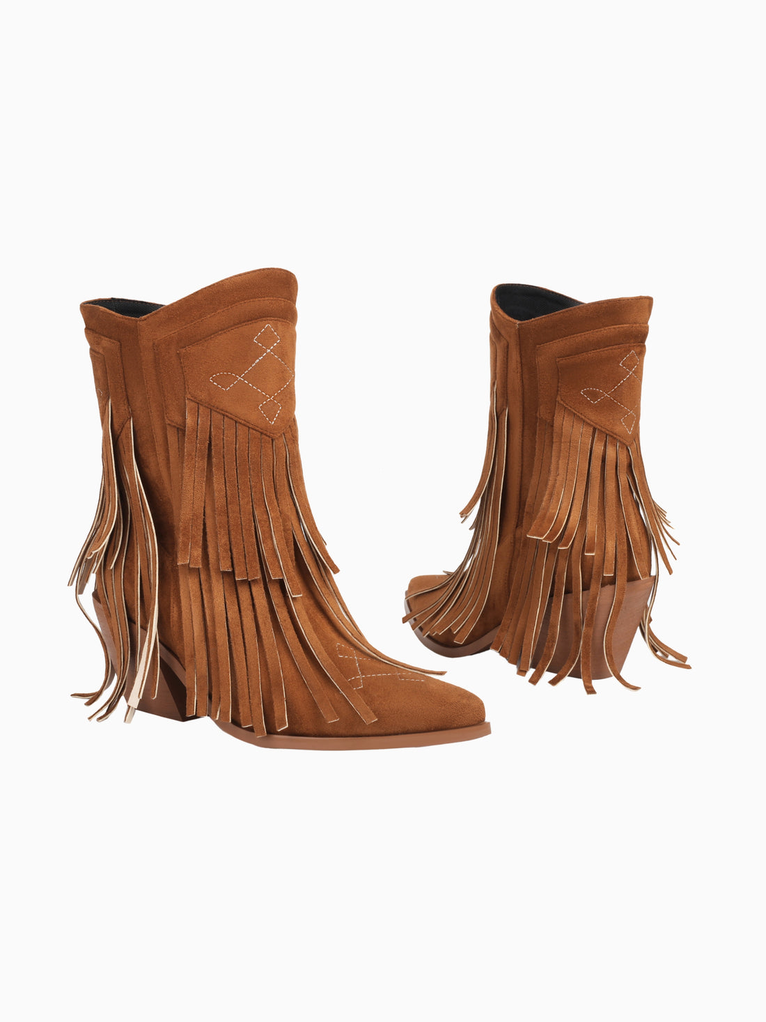 Stylish Fringe Snip Toe Cowgirl Booties