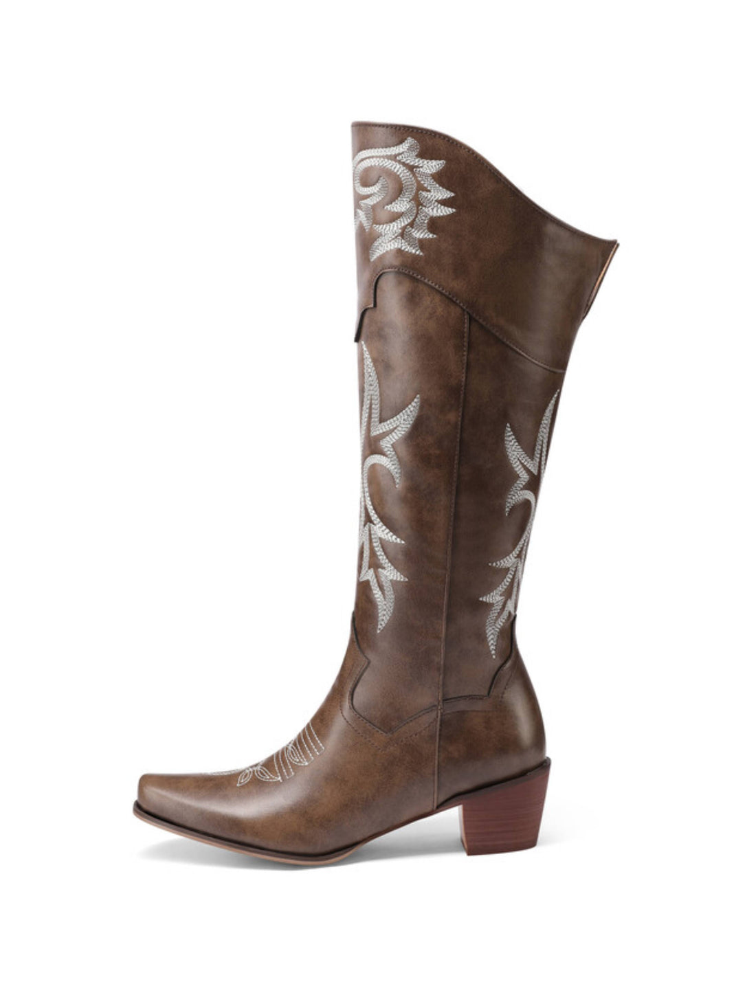 Stylish Embroidered Tan Cowgirl Boots with Zipper