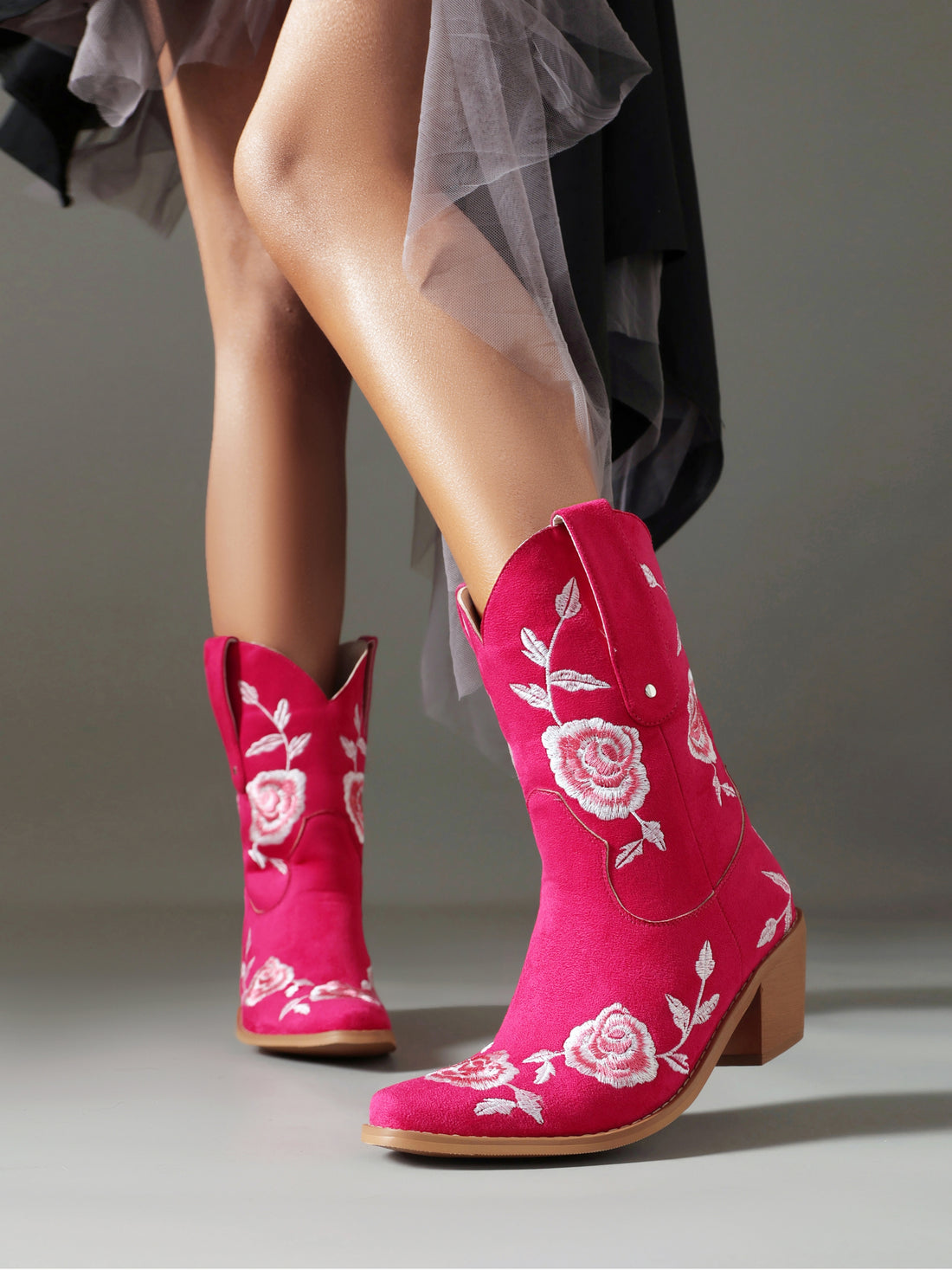 Sweet Rose Garden Cowgirl Boots with Flowers