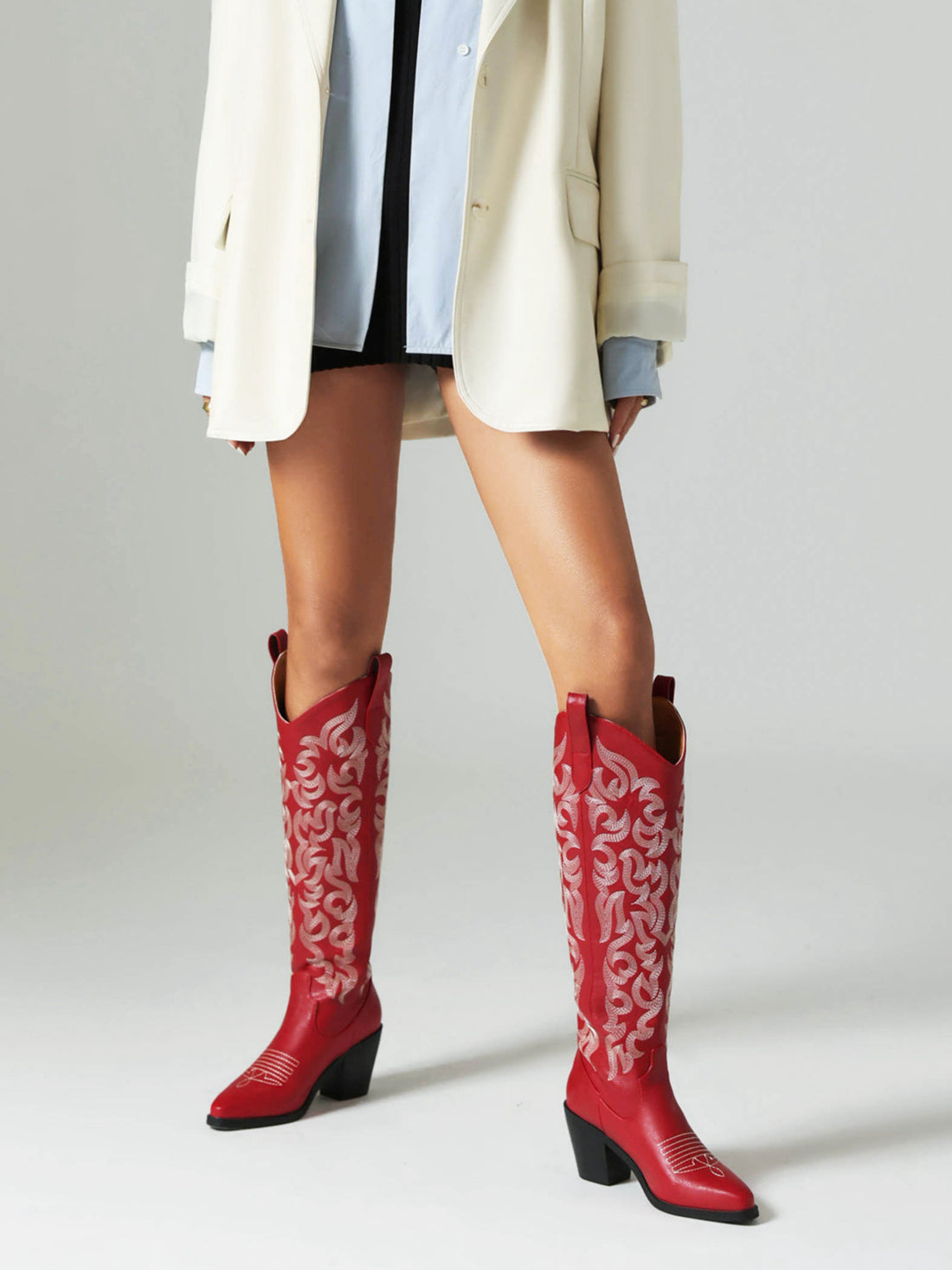 Swirling Pattern Red Cowgirl Boots