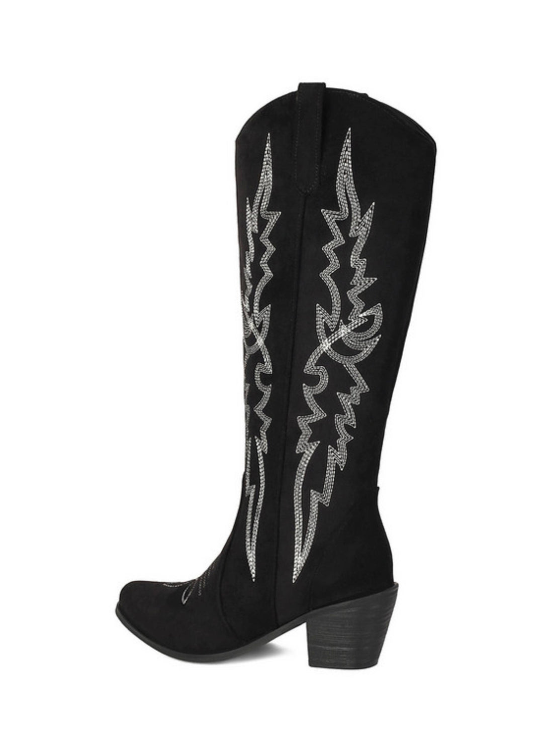 Tall Black Embroidered Western Boots for Concerts