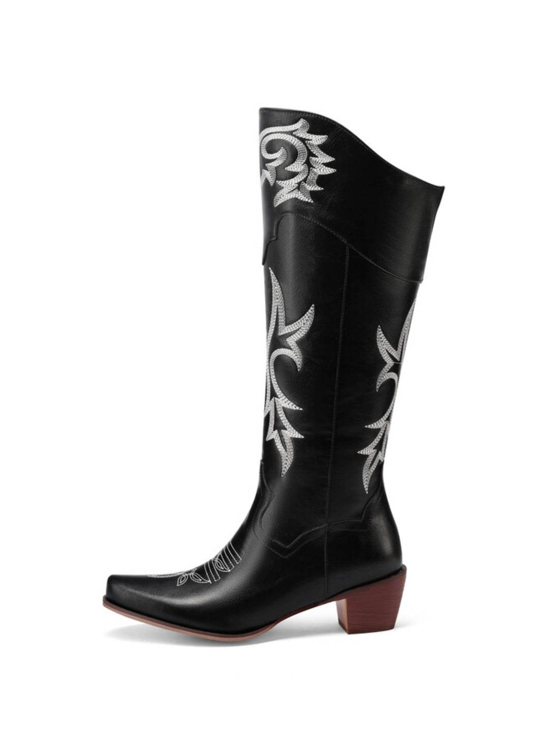 Tall Embroidered Black Western Boots for Women