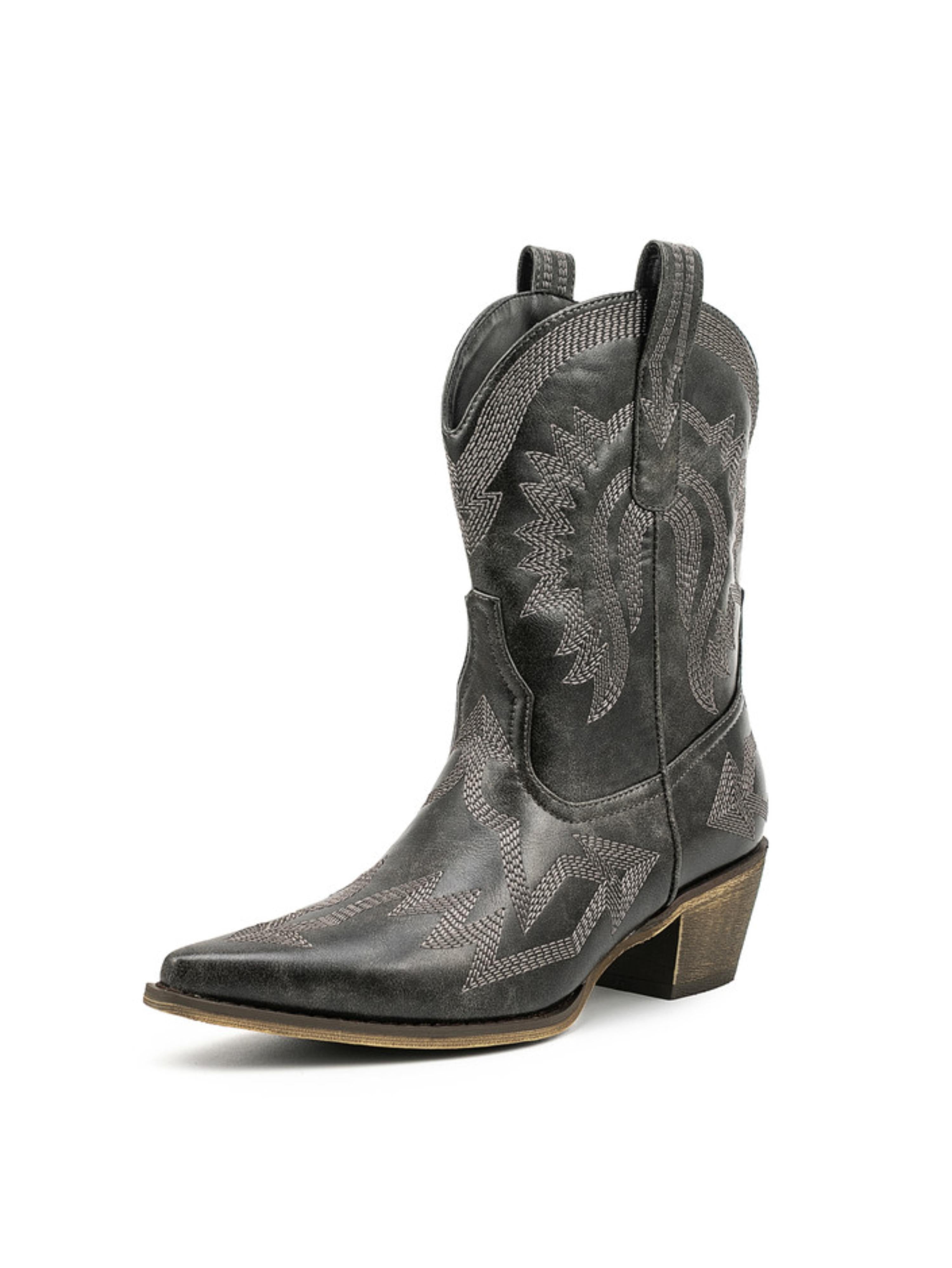 Trendy Western Snip Toe Black Cowgirl Boots Wild Jolie trendy-western-snip-toe-black-cowgirl-boots-wild-jolie