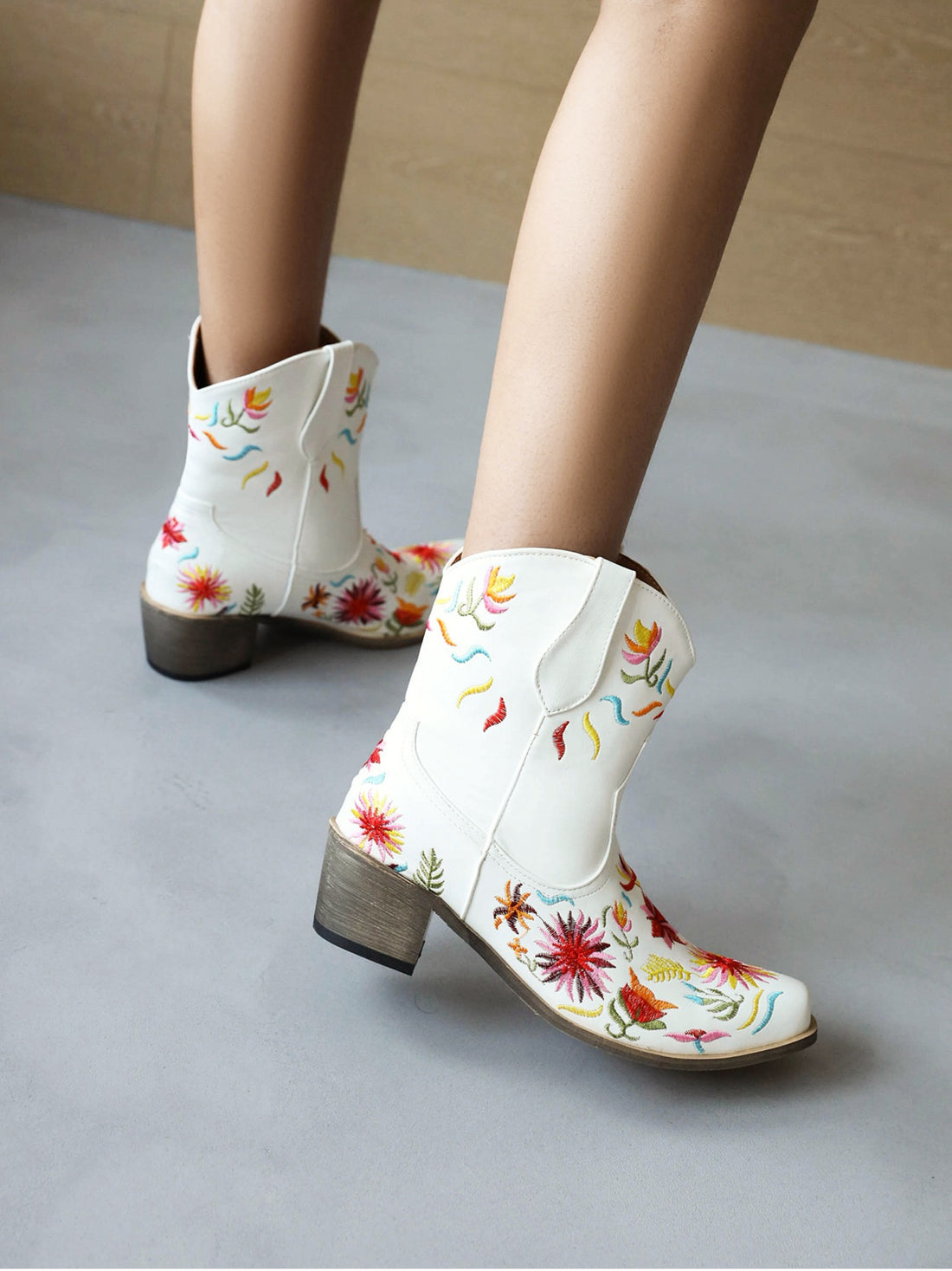 Tropical Paradise White Cowgirl Boots