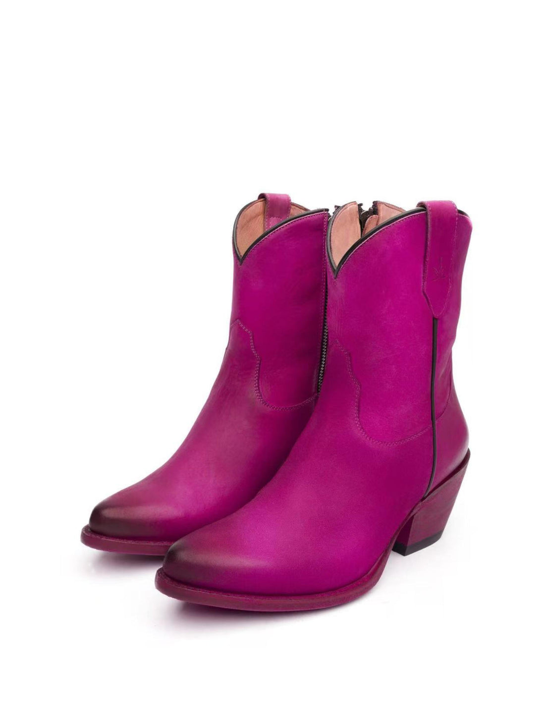 Vibrant Cute Barbie Pink Cowgirl Ankle Boots Snip Toe