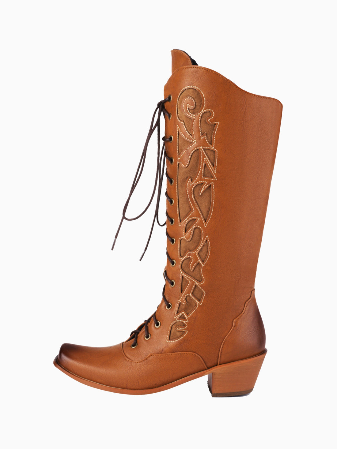 Vintage Corset Brown Knee High Cowgirl Boots