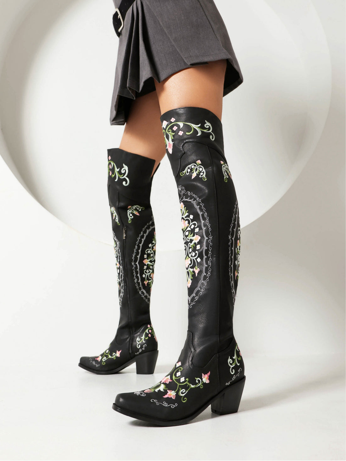 Vintage Garden Lace Cowgirl Boots with Flowers