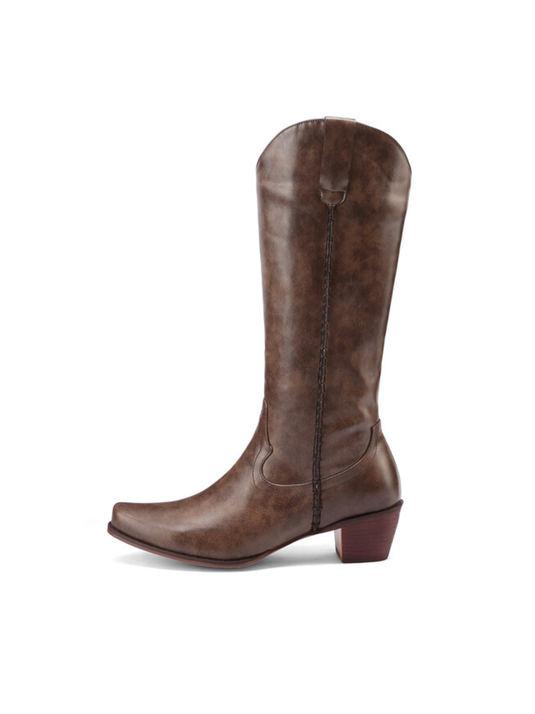 Vintage Dark Brown Tall Wide Calf Brown Western Boots for Women