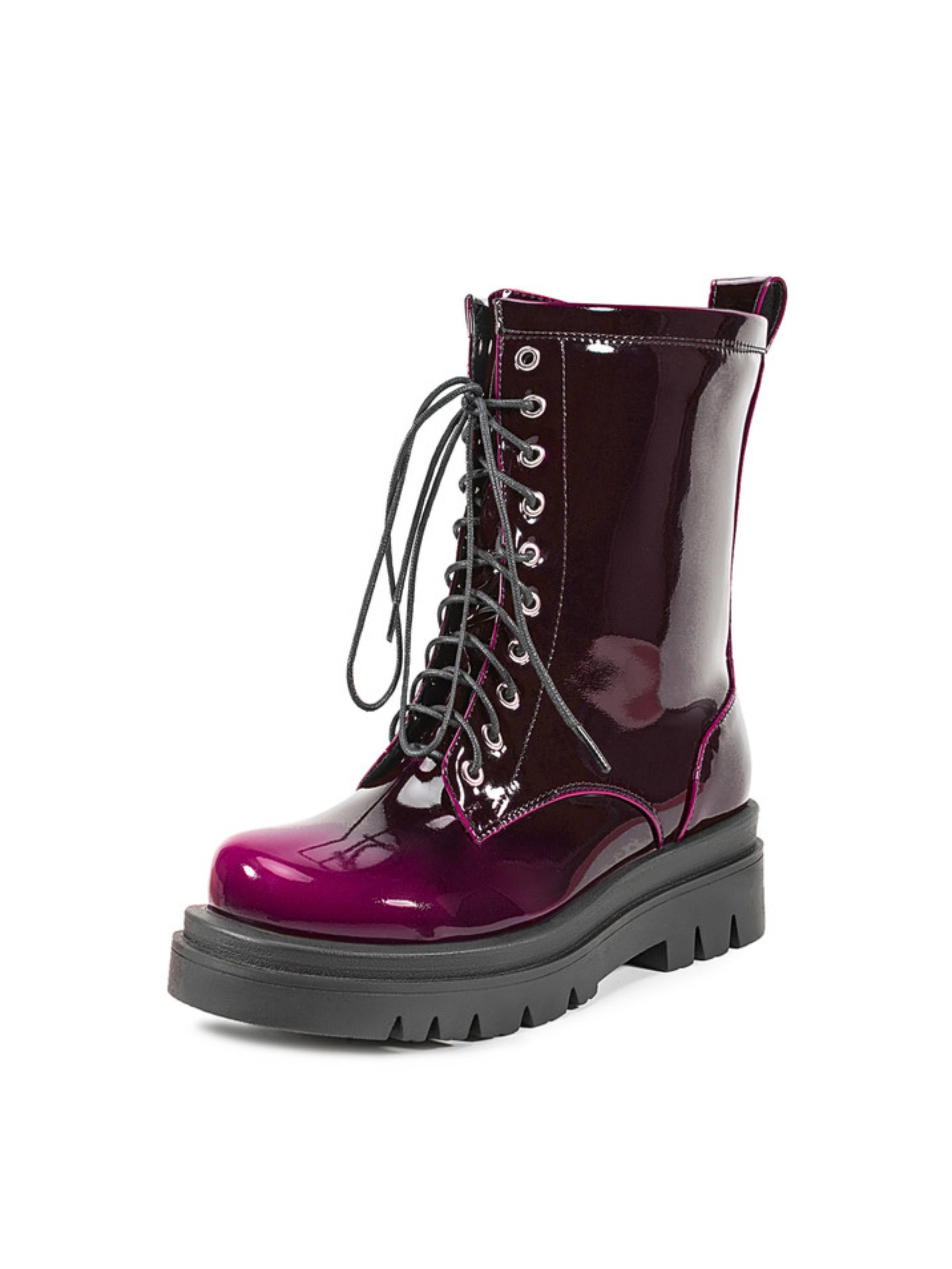 Stylish Ombre Purple Platform Heel Lace Up Ankle Boots – Wild Jolie