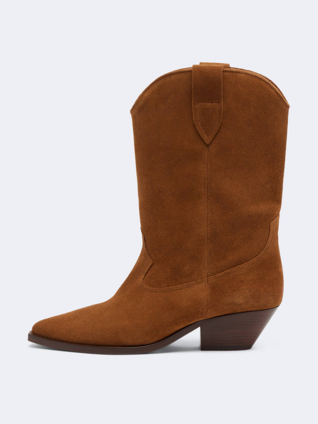 Warm Brown Genuine Suede Cowgirl Boots Mid Calf