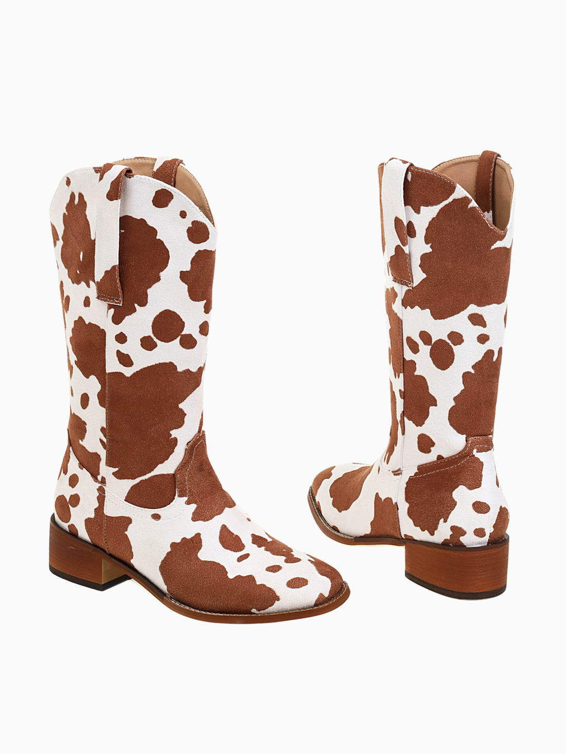 Western Cow Print Square Toe Cowgirl Boots
