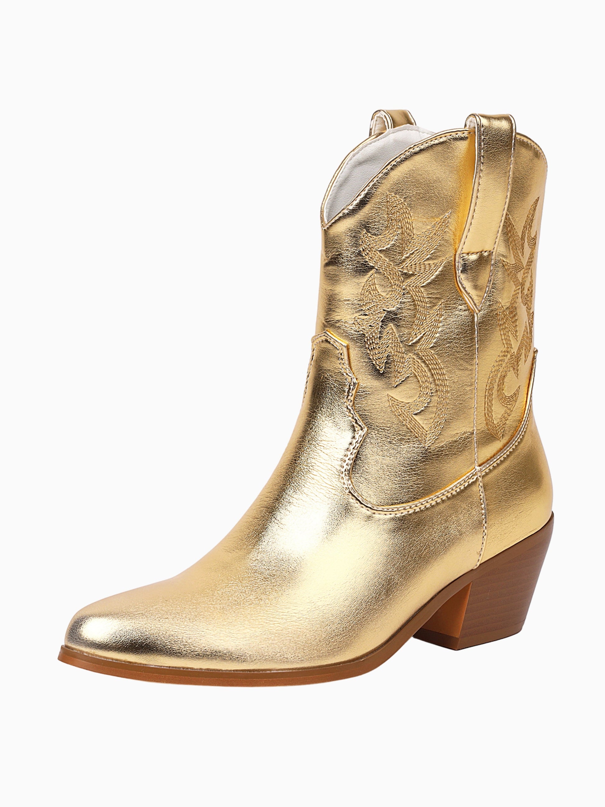 womens gold dress boots Amazon.com | DINTAHA Gold Metallic Boots,Slouch Boots For Women Mid Calf Dress Boots Low Heel,Pointed Toe Kitten Heel Ankle Boots,Size 4.5