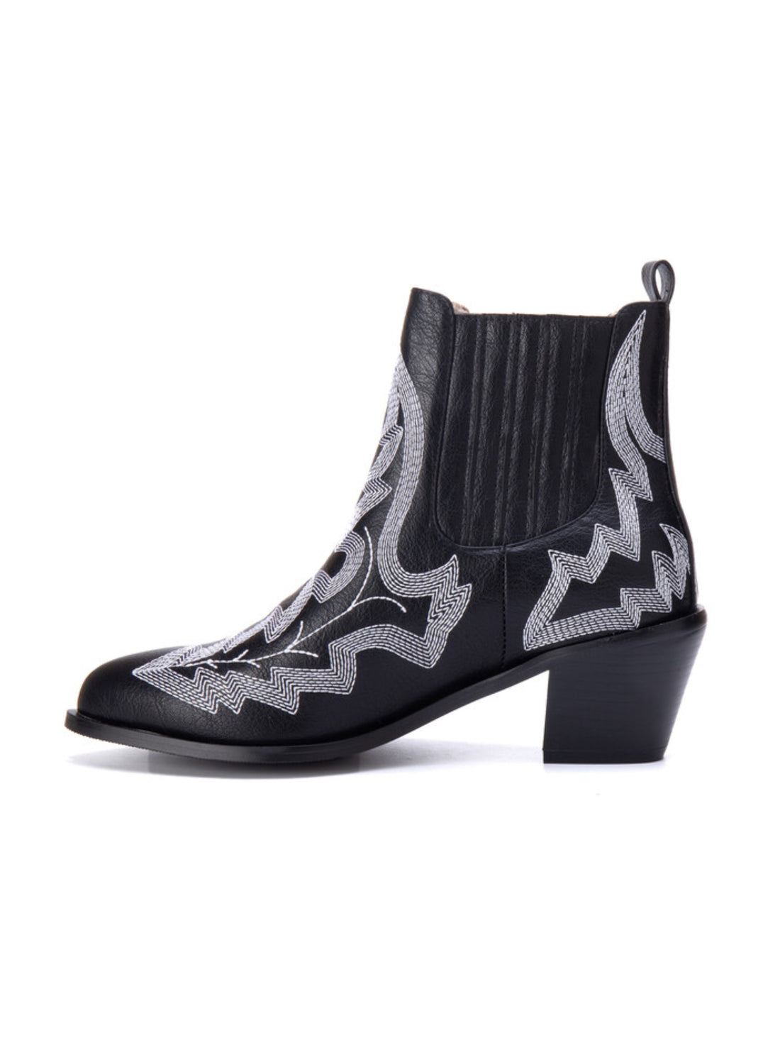 Wild Jolie White Stiching Black Chelsea Boots Plus Size US 4-18