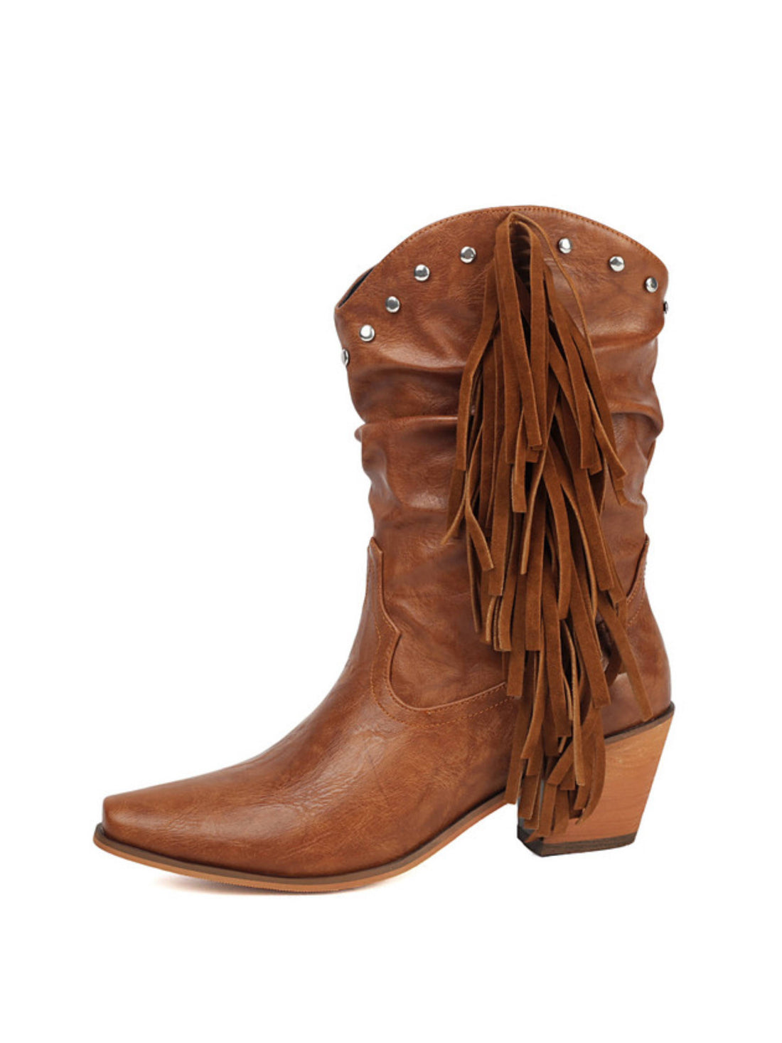 Women's Brown Fringe Slouch Western Boots