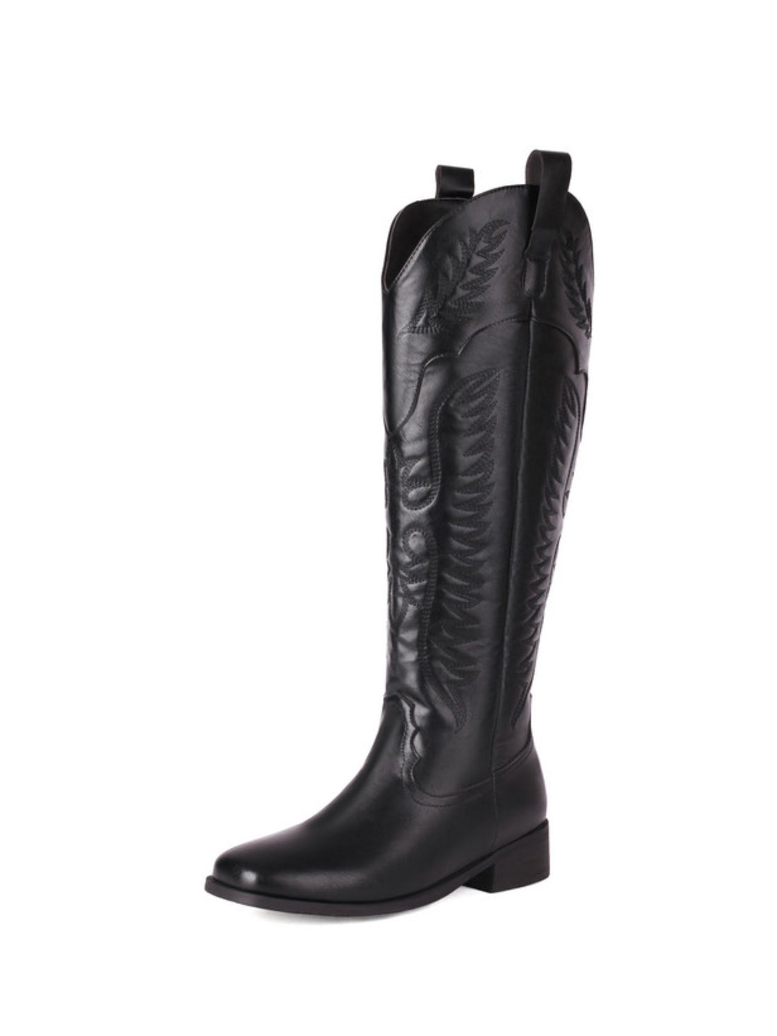 Women's Eagle Wing Embroidered Square Toe Black Cowgirl Boots