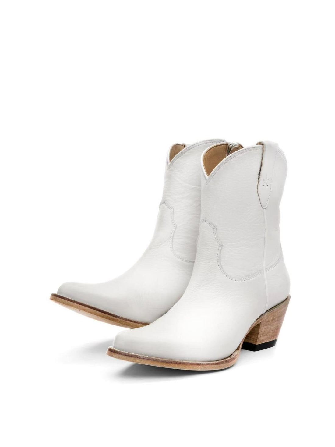 Women's Snip Toe Ankle White Cowgirl Booties
