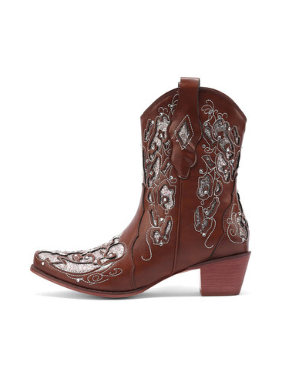 Women's Sparkly Ankle Brown Western Boots