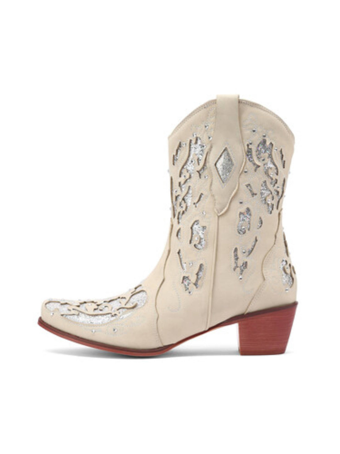 Women's Sparkly Glitter Western Cowboy Boots with Cutout Detail