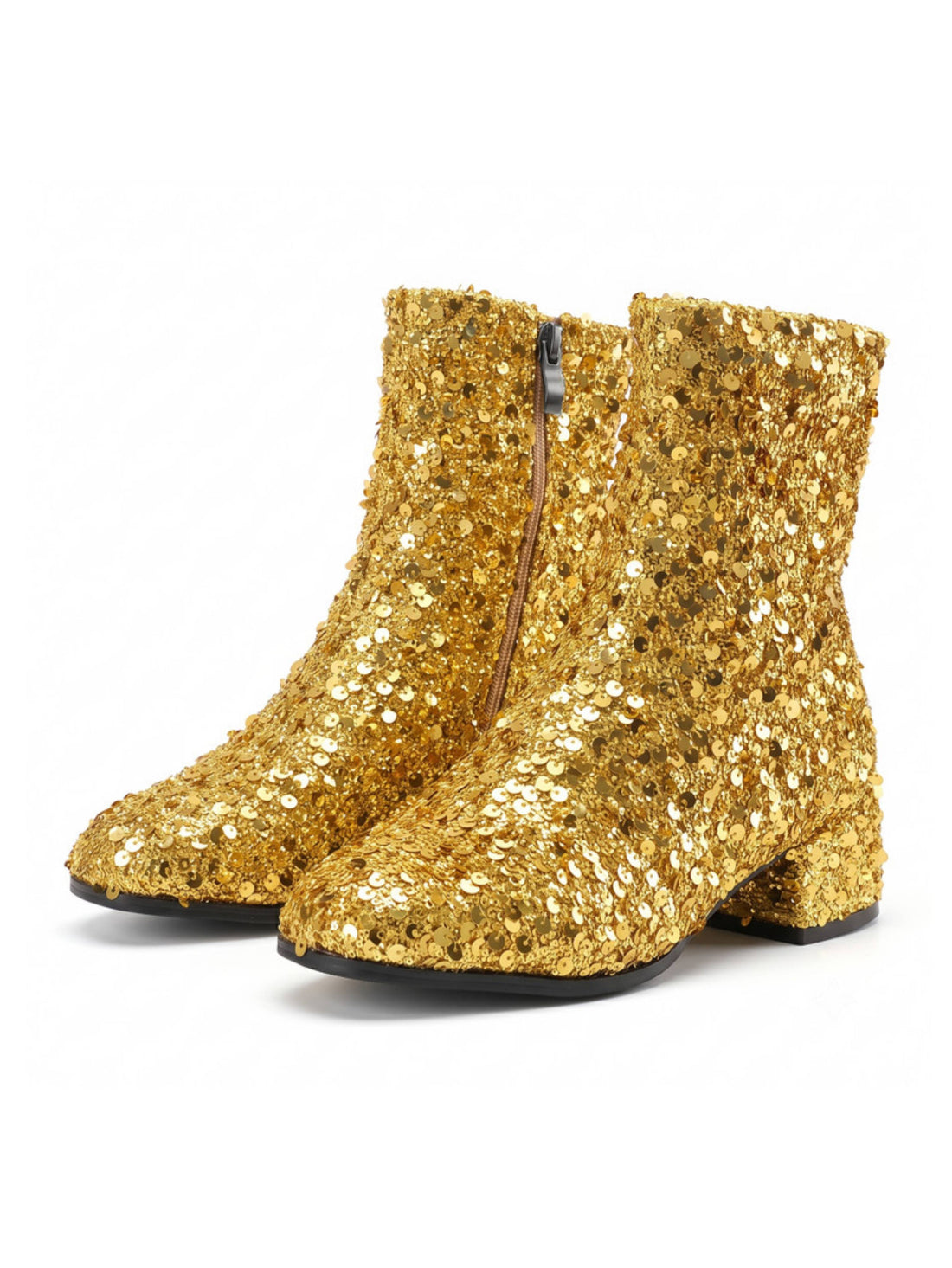 Women's Sparkly Gold Sequin Ankle Boots