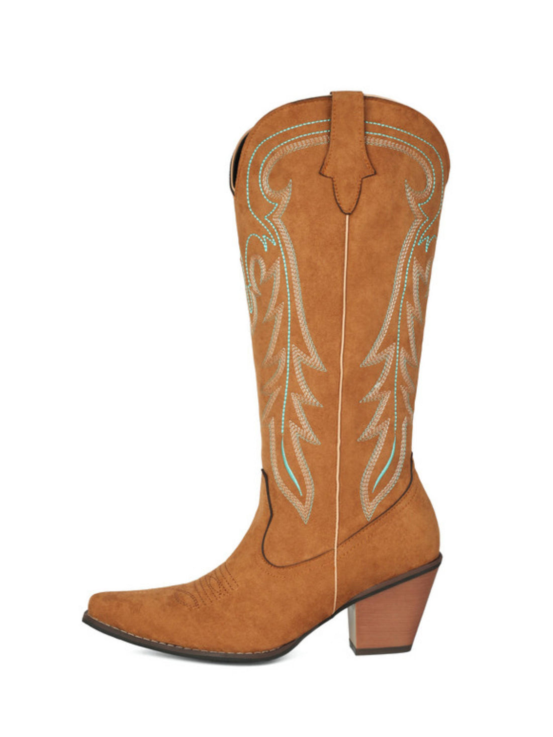 Women's Tall Embroidered Caramel Tan Western Boots Plus Size