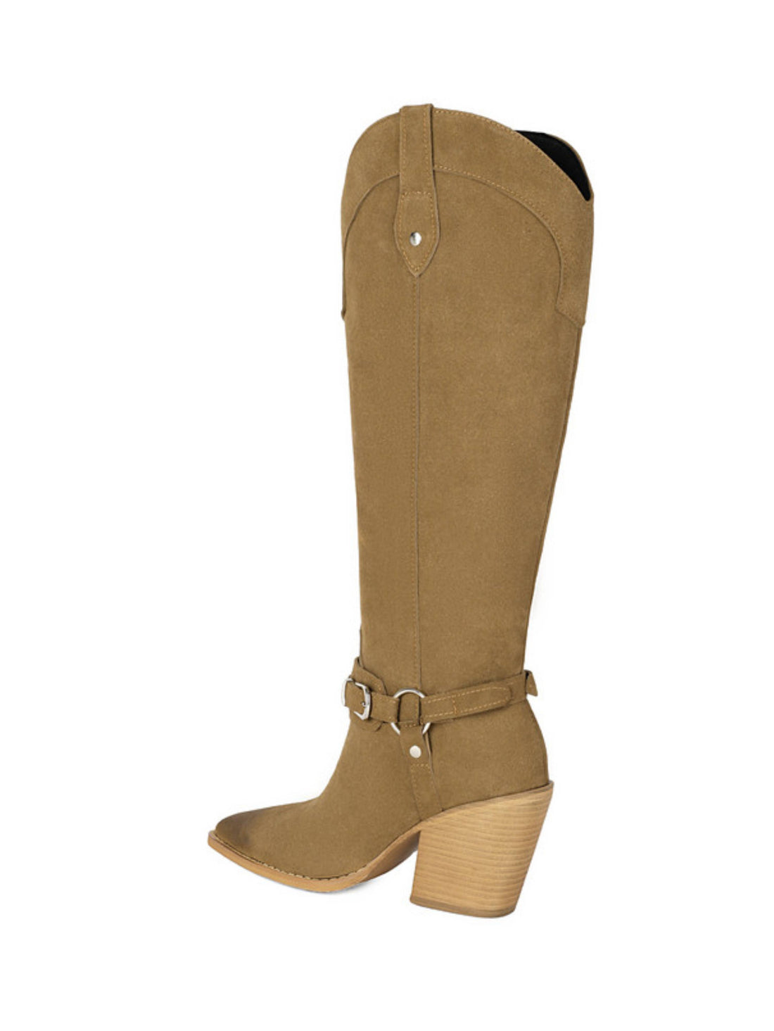 Women's Tan Vegan Suede Western Boots Pointed Toe