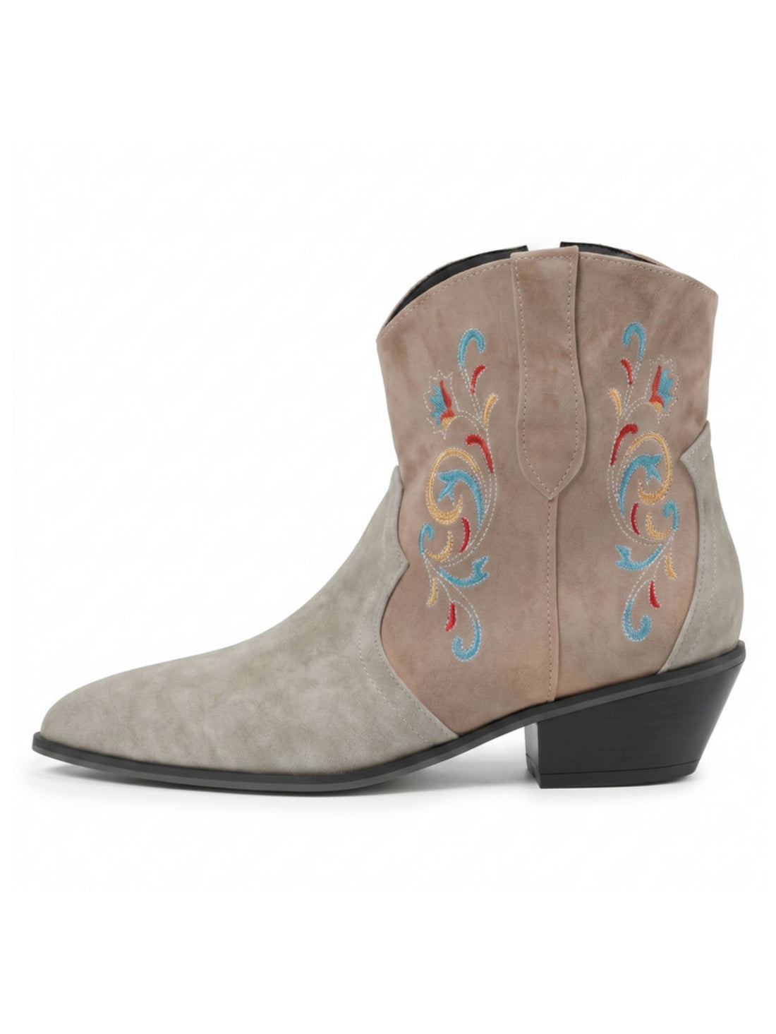 Women's Two-Tone Grey Western Boots Ankle Length